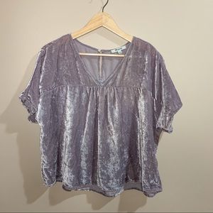 Madewell Crushed Velvet Babydoll Top Small